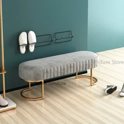 Luxury Shoes Stool Ottoman Pouf Bench Home Door Dress Hotel Bar Cafe Store Long Sofa Rest Stool Velvet Soft Vanity Chair