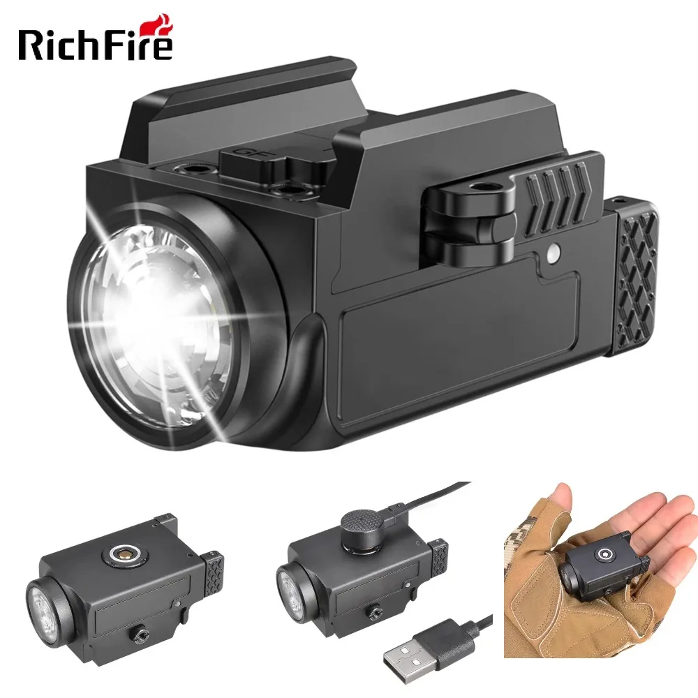 Richfire SFD-057C Tactical Flashlight CSLNM1 LED 800Lm Magnetic Charging Equipment Picatinny Rail Mount Light for Hunting Pistol