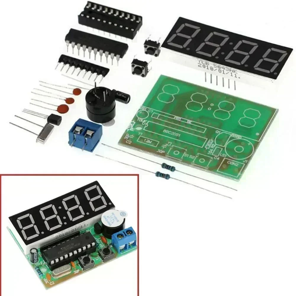 AT89C2051 4-bit Digital Electronic Clock DIY Soldering Practice Soldering Skills For Test Measurement Tool Accessory