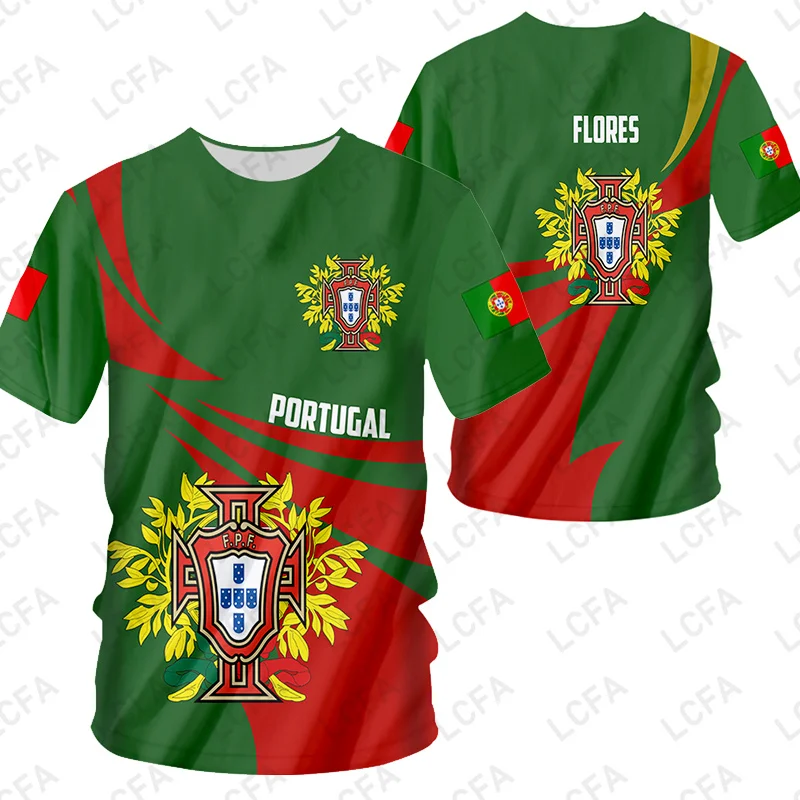Portugal Flag T-Shirt Custom Name Number Football Match Oversized Short Sleeve Tee Men Clothing Casual Streetwear Tops Dropship