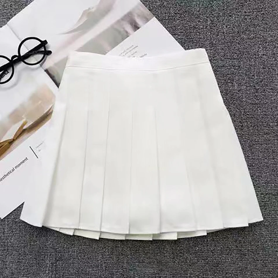 Girls Summer Fashion Korean Preppy Style High Waist A-Line Pleated Skirts in Solid Color with Elastic Waistband for Perfect Fit