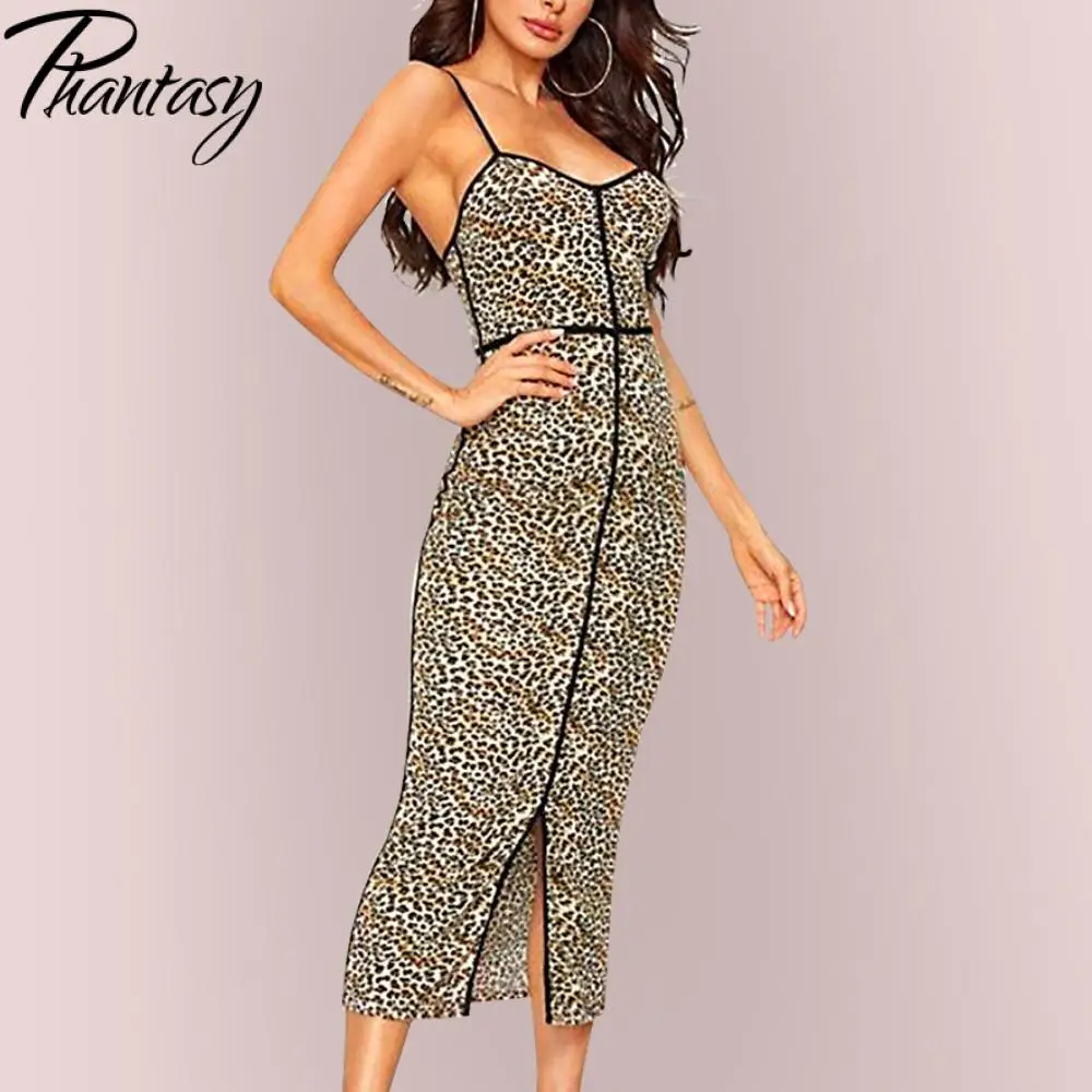 Sexy Leopard 3D Printing Slip Dress for Women Sleeve Robe Y2K Streetwear Long Gown Vacation Style Dress Up Female Clothing