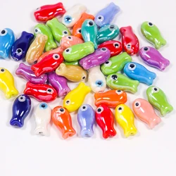 Colorful Little Fish Ceramic Beads For Jewelry Making DIY Earring Bracelet 10x18mm Fish Shaped Ceramic Beads Jewelry Accessories