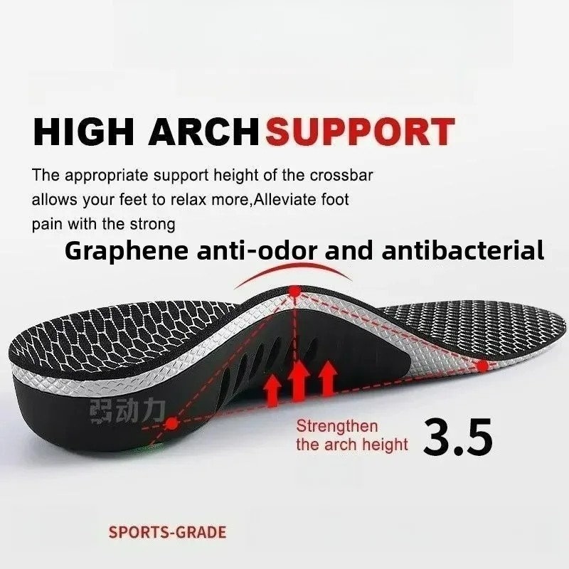Orthopädische Sport-Einlegesohlen mit Fußgewölbestütze, 1 Paar, stoßdämpfende Graphen-Schuhpolster, antibakteriell, geruchshemmend, zur Linderung von Fußschmerzen beim Laufen – Detail 1