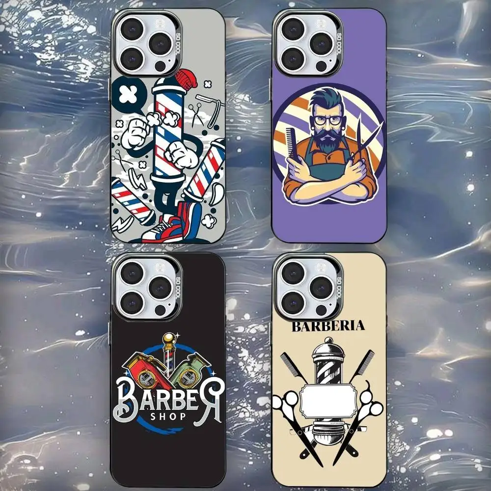 

Funny Barber Hair Phone Case For iPhone 16,15,14,13,12,11,Mini,Pro,SE,MAX Black Matte Shockproof Cover