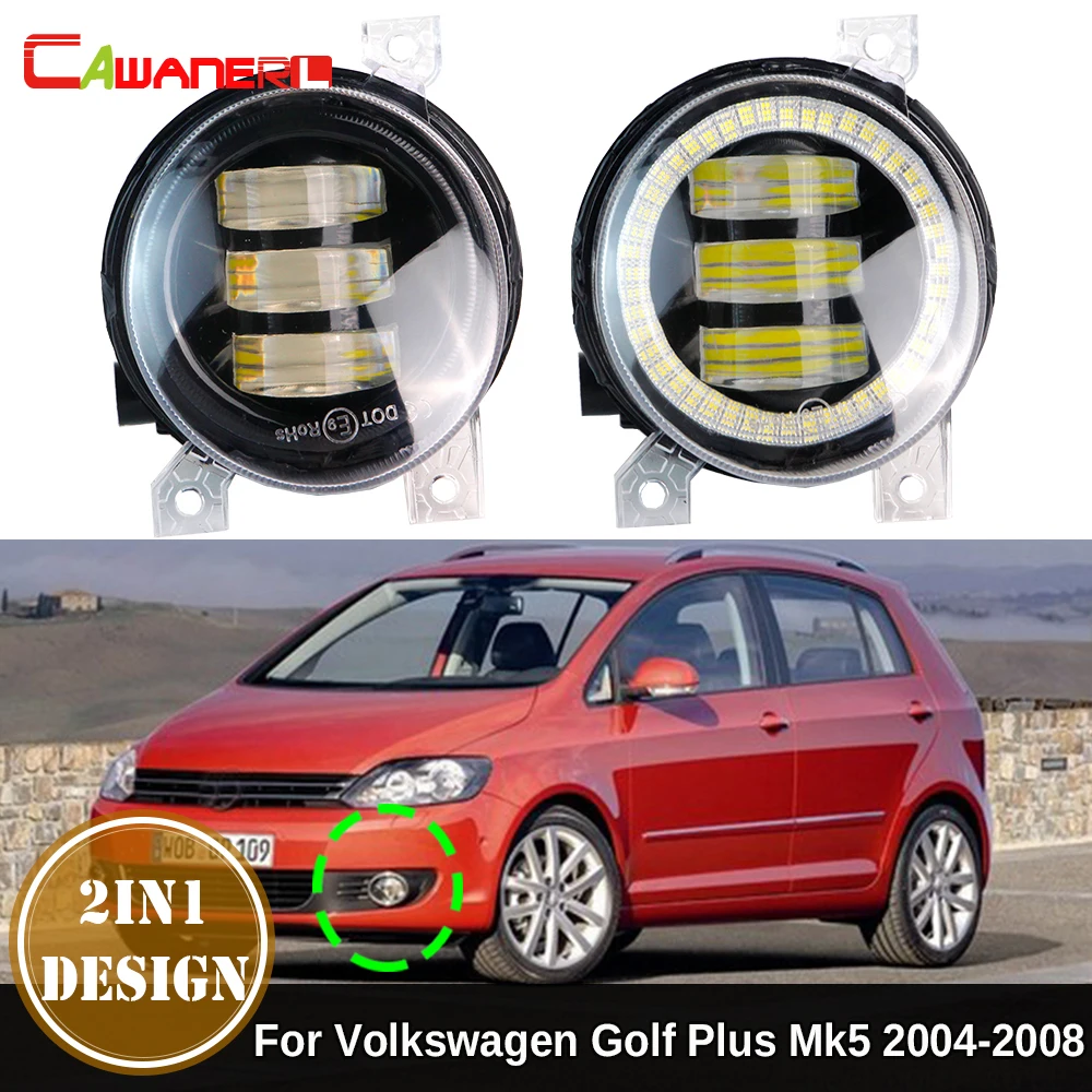 2 X Car Front Canbus LED Fog Light Daytime Running Lamp Angel Eye DRL For VW Volkswagen Golf Plus Mk5 2004 2005 2006 2007 2008