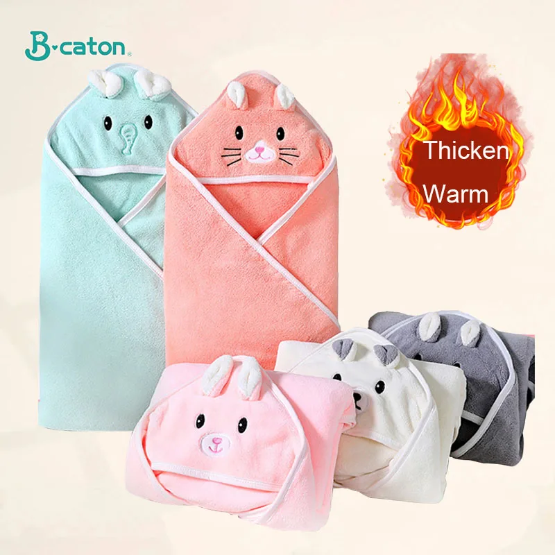 Baby Bath Towel Boy Girl Soft Warm Sleeping Swaddle Newborn Baby with Hood Coral Fleece Toddler Blanket Baby Stuff Bathrobe