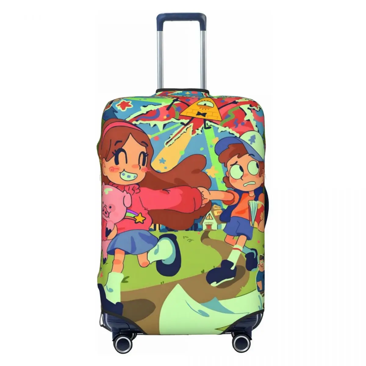 

Custom Funny Anime Gravity Falls Luggage Cover Elastic Travel Suitcase Protective Covers Fits 18-32 Inch