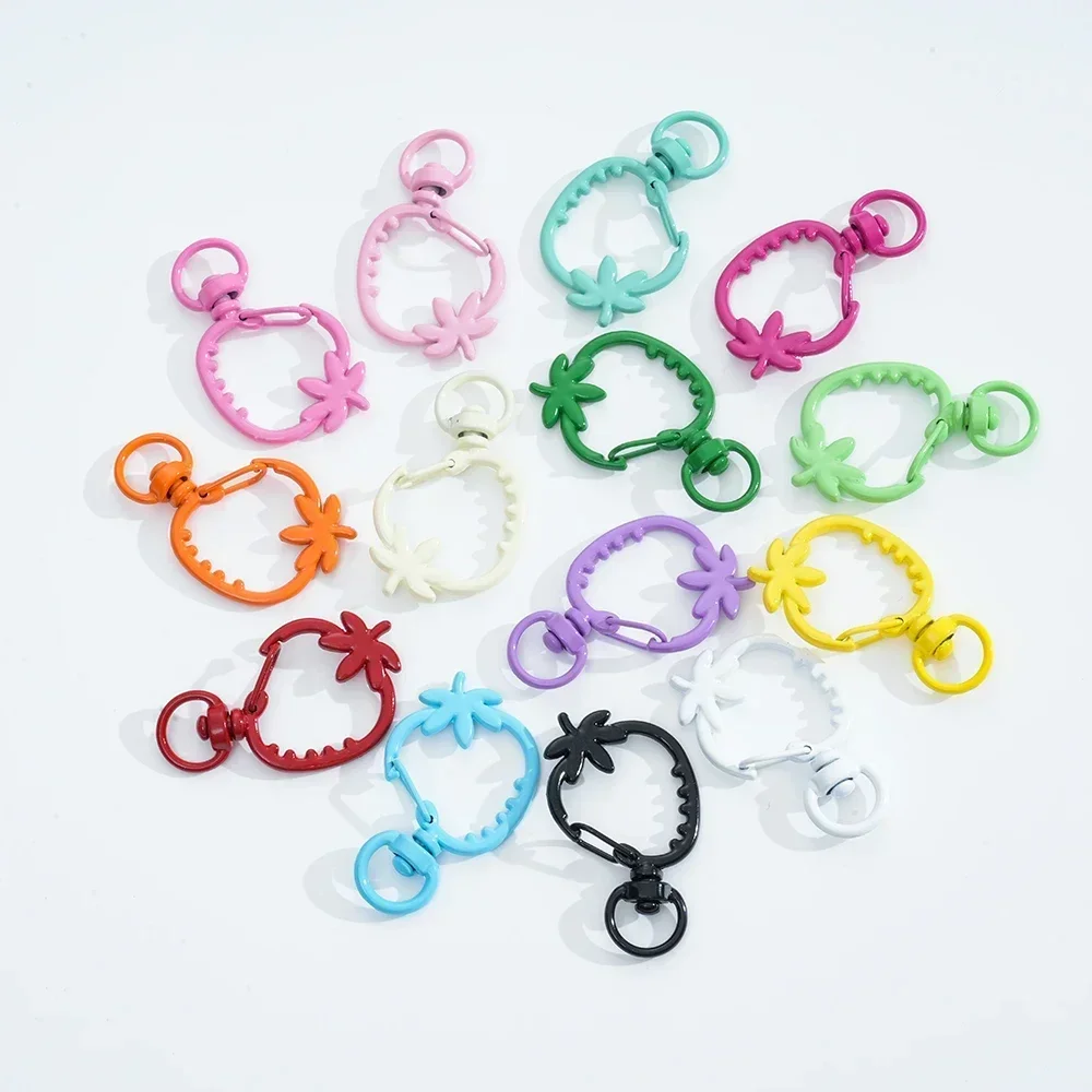 Strawberry Shape Baking Paint Snap Hook Colorful Lobster Key Clasps Dolls/Label Candy Color For Jewelry Making DIY