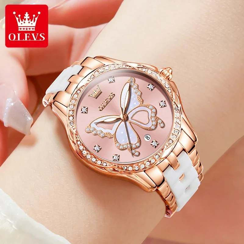 OLEVS 5610 Women\'s Watches Design Dial Ceramic Strap Waterproof New Fashion Young Girl\'s Watches Set