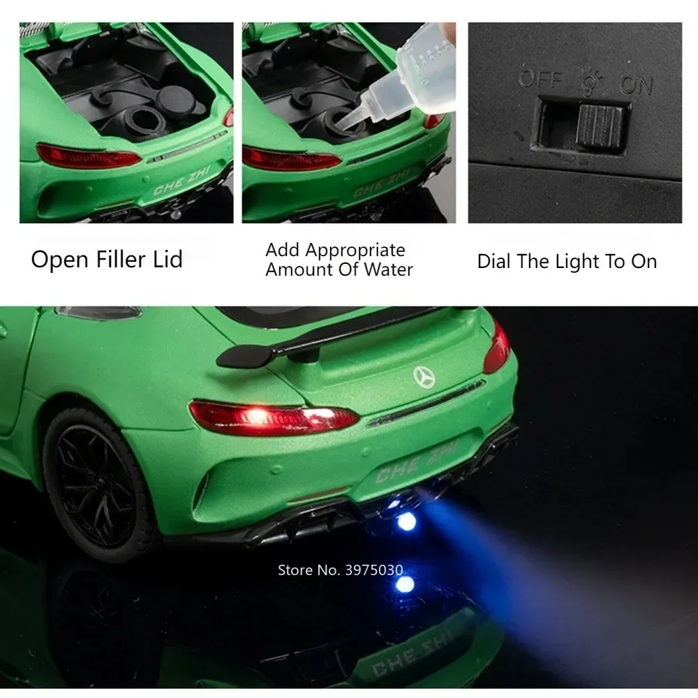 1:24 GTR EVO Model Zabawka Supercar Metalowy Odlewany Model Samochodu Sportowego z Efektem Sprayu Otwierane Drzwi Napęd na Sprężynę Dźwięk Światło Kolekcja Modeli dla Dzieci