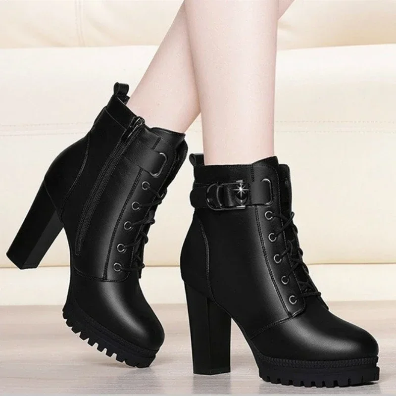 

High Quality Knee High Boots Women Soft Leather Knee Winter Boots Comfortable Warm Fur Women Long Boots Shoes Black Brown