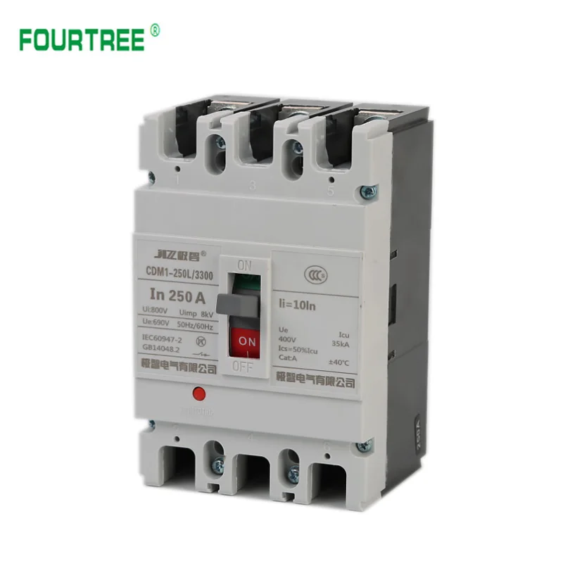 

3P 125A-250A MCCB Moulded Case Circuit Breaker Short Circuit Overload Protection AC Air Switch CDM1-225L/3300 400V 50-60Hz