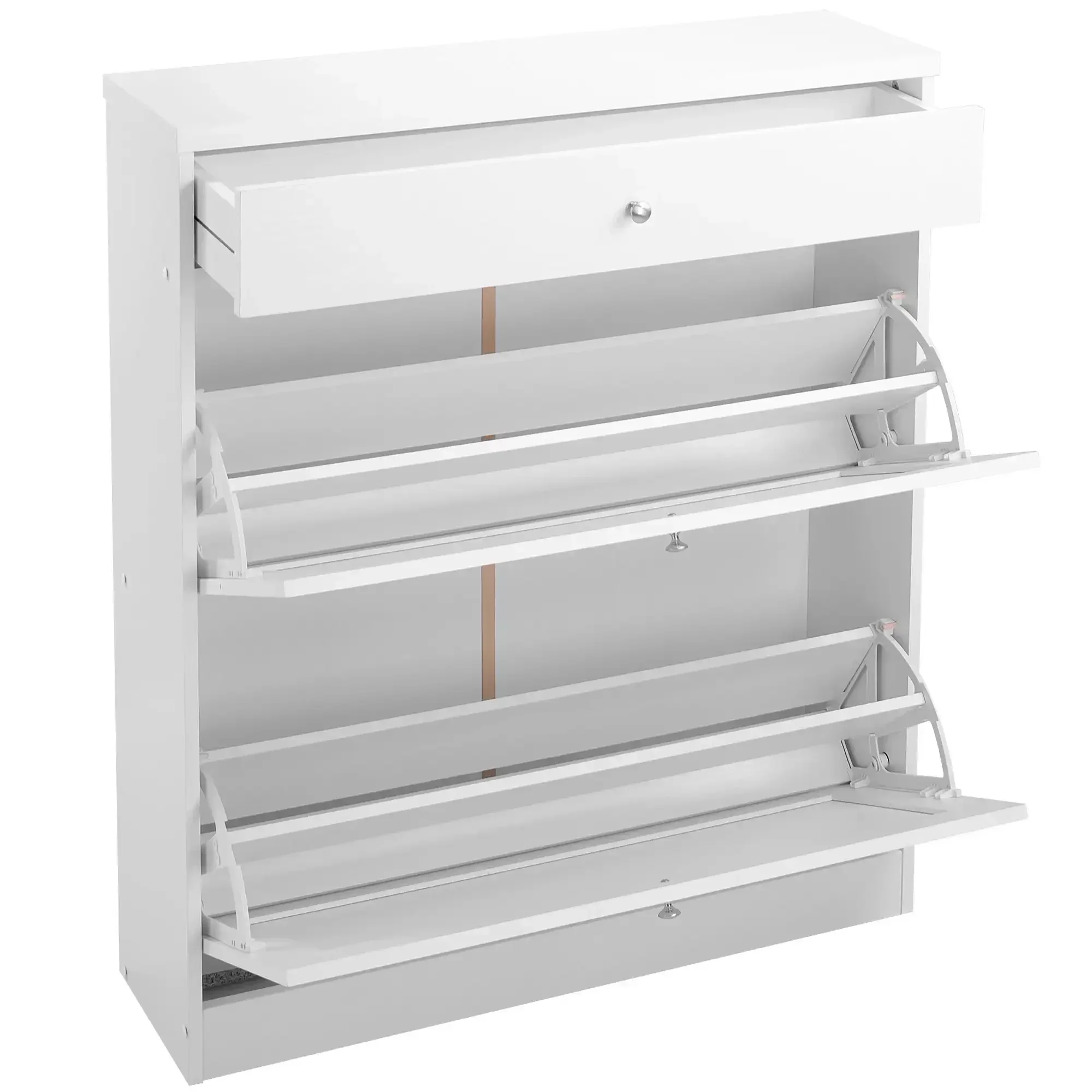 Shoe Cabinet with 2 Flip Drawers, White Shoe Storage Cabinet for Entryway Hallway