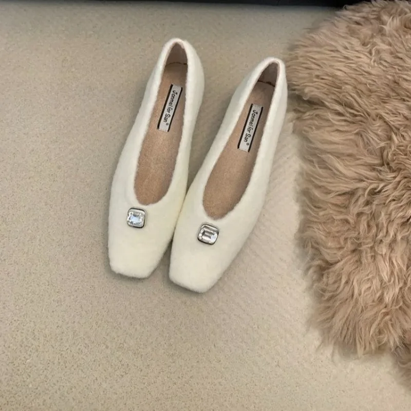 الفرنسية أشار تو الفم الضحلة داخل زيادة أحذية واحدة ريترو جديد حجر الراين الخريف الشتاء الأحذية النسائية #1