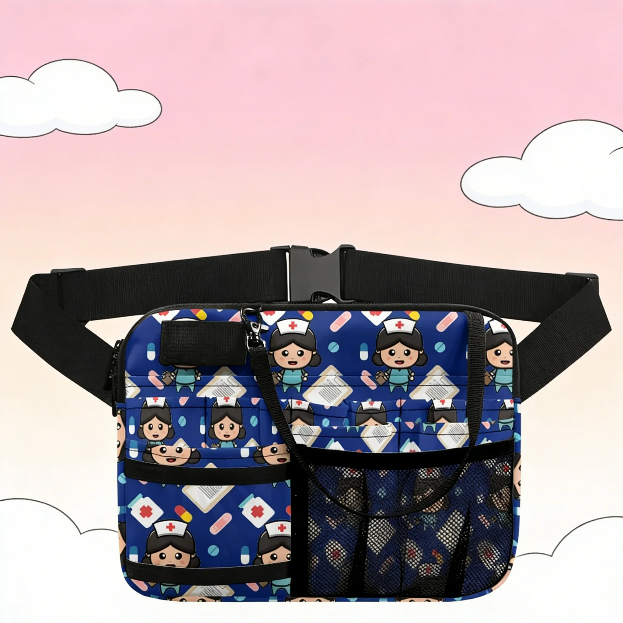 

Nursing Organizer Fanny Pack, Adjustable Strap Medical Hip Bag, Nurse Belt Bag with Zipper Pockets