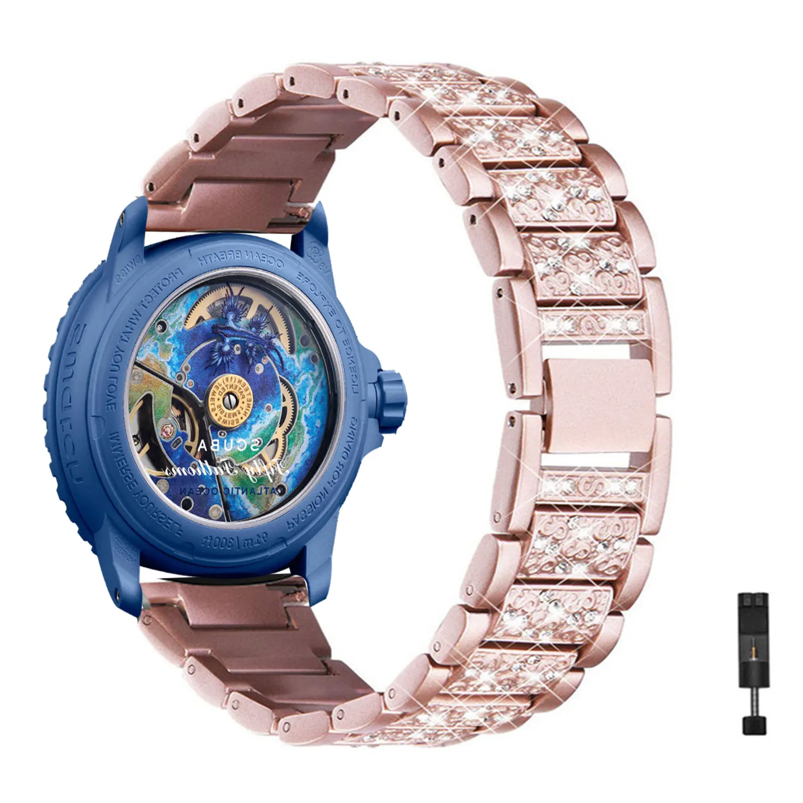 

Diamond Bands for Blancpain X Swatch 22mm Band, Glitter Metal Strap for Women