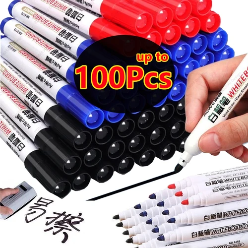 Imagen 1 del producto ¡Nuevo! 100-1 Uds. Rotulador de pizarra borrable, tiza de enseñanza, marcador de pizarra para cerámica, vidrio, oficina, escuela, arte, papelería