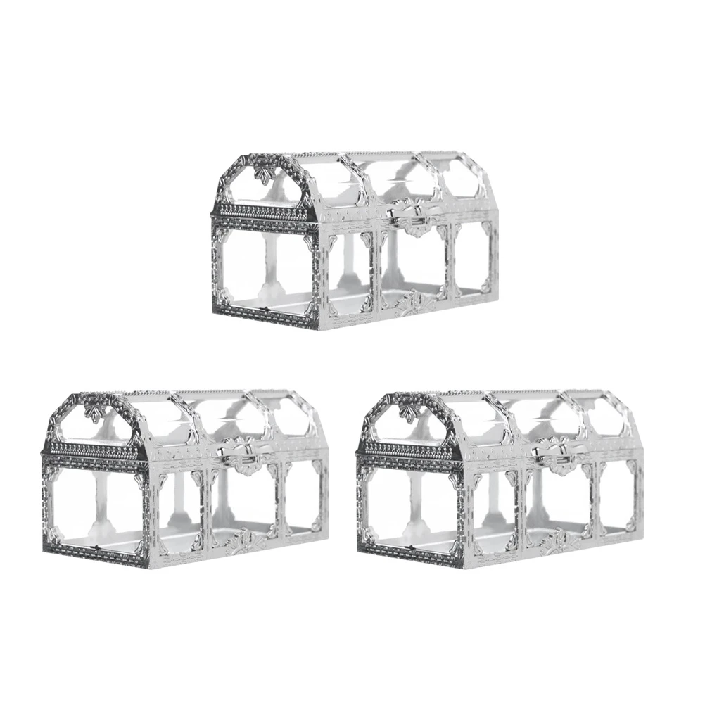 

12pcs Transparent Candy Box Creative Beautiful Treasure Box for Wedding Party Festival (Silver, Large Size)