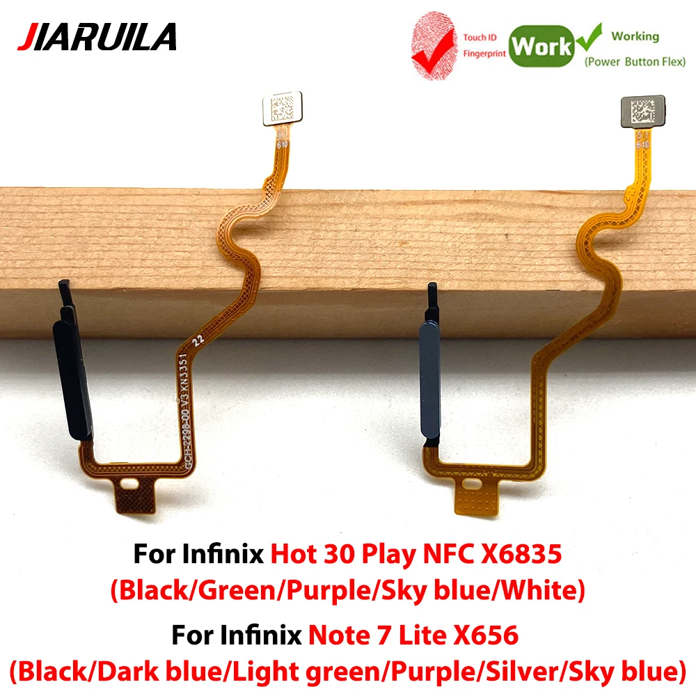 10Pcs， NEW For Infinix Hot 30 Play 30i Note 7 Lite X656 X6835 Fingerprint Sensor Home Return Key Menu Power On Off Button Flex