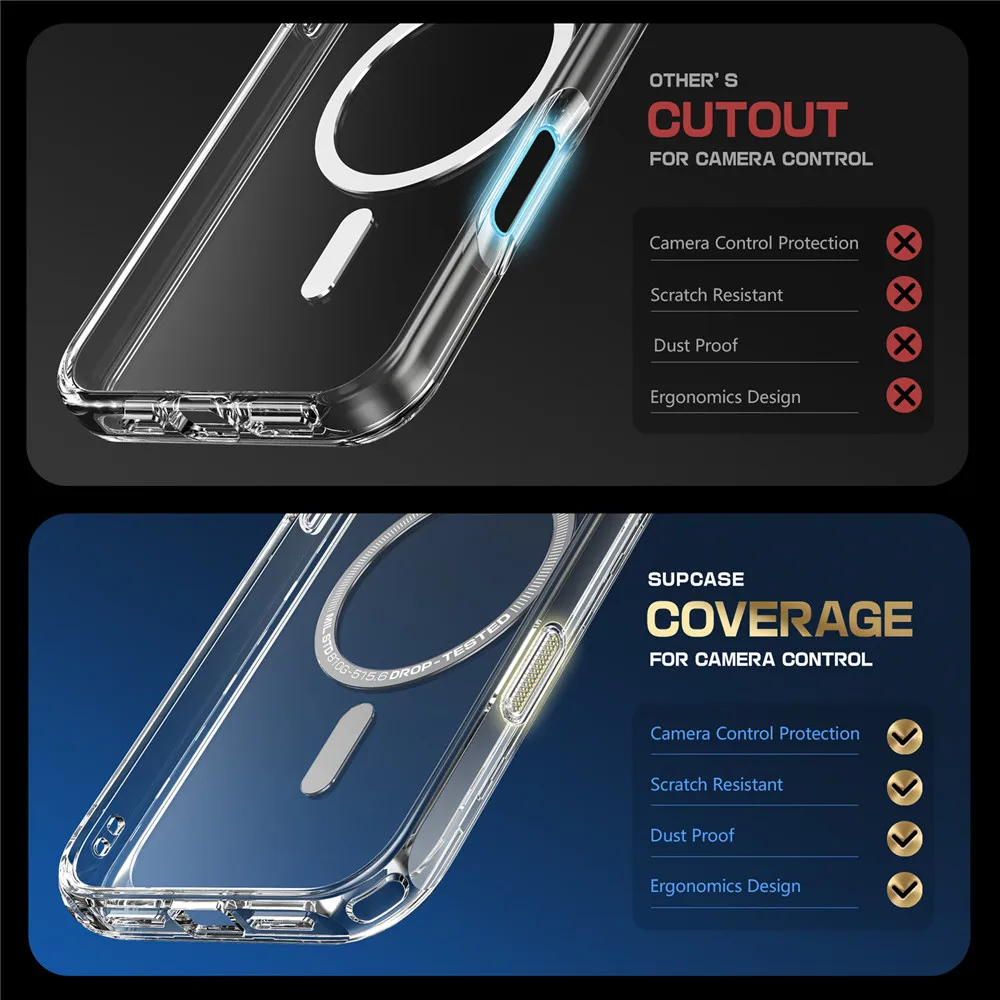 For iPhone 16 Plus Case with Camera Control Capture Button SUPCASE UB Mag Series Slim Clear Shockproof Magnetic Phone Case