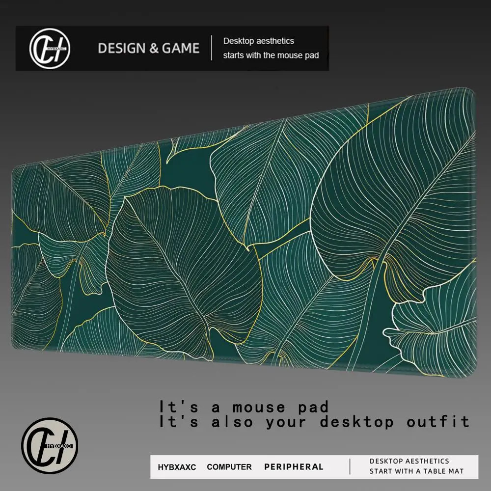 

Коврик для мыши HYBXAXC Green Leaves, большой, новый, для компьютерных игр, XXL, резиновый, противоскользящий, для клавиатуры и мыши, длинный настольный коврик