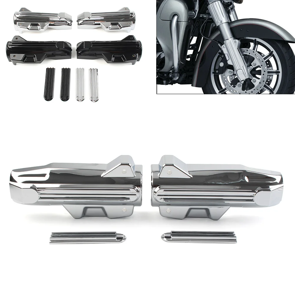 

4x Motorcycle ABS Upper Fork Slider Accents Lower Fork Cover For Harley Electra Street Road Glide King FLHR FLTRX FLHX 2014-2022