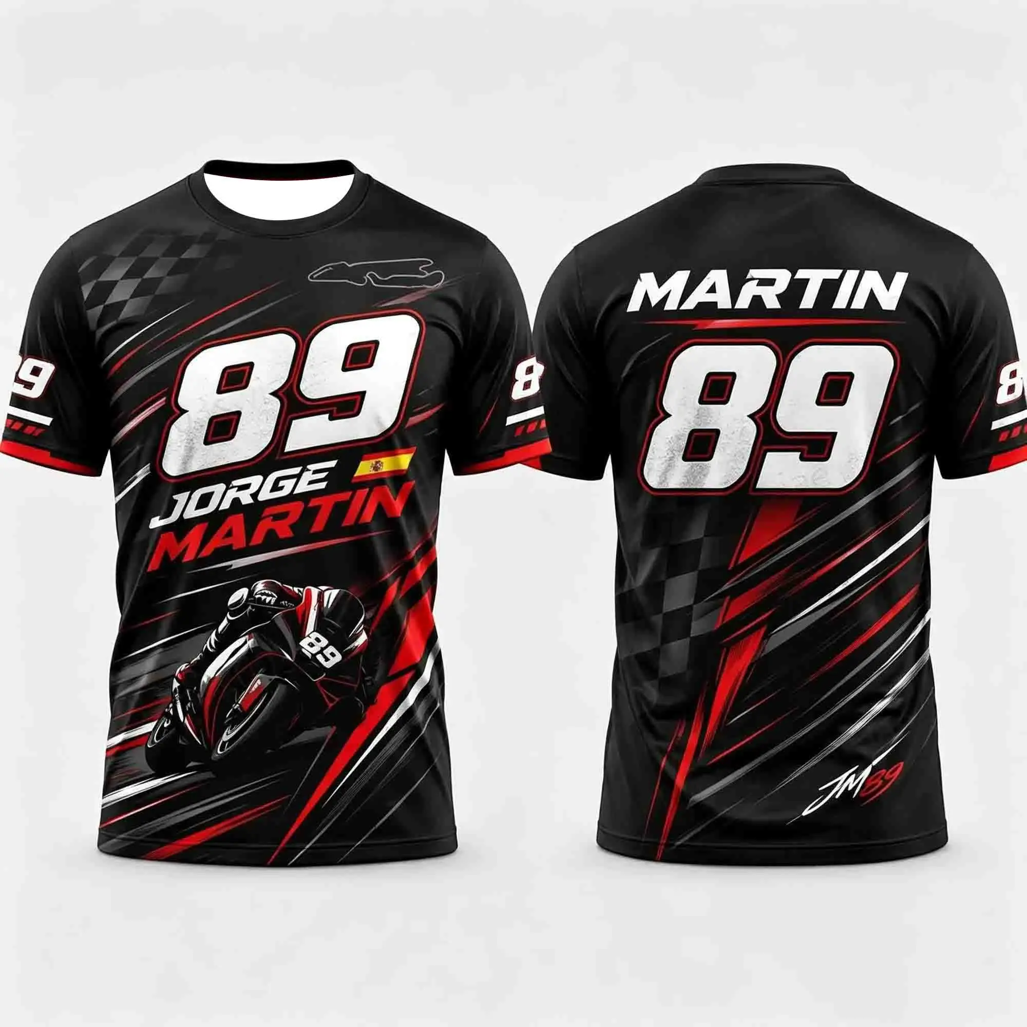 2026 Spain Jorge Martin #89 Moto Flag Graphic Jersey Summer Outdoor Sports Breathable Quick-Dry Family Matching Casual T-Shirt