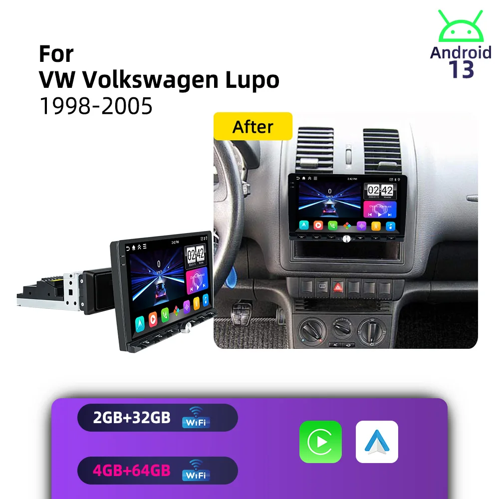 Car Multimedia for VW Volkswagen Lupo 1998-2005 Android 1Din Car Stereo Autoradio Radio Head Unit 9