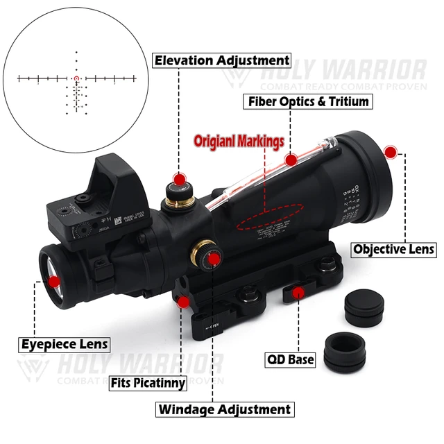 Holy Warrior TA11 3.5X35 Real Red Fiber Optic Illuminated Glass Riflescope  with Red Dot with Full Markings for Hunting Airsoft - AliExpress 18