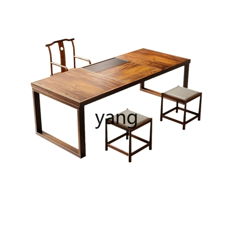 

LH walnut tea table and chair combination solid wood new Chinese office tea tea table