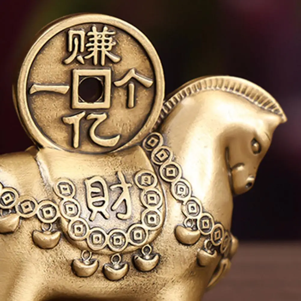 Feng Shui Wealth Symbol Small Brass Horse Statue Feng Shui Figurine Chinese Zodiac 2026 Year of Horse Ornament Tabletop for Home