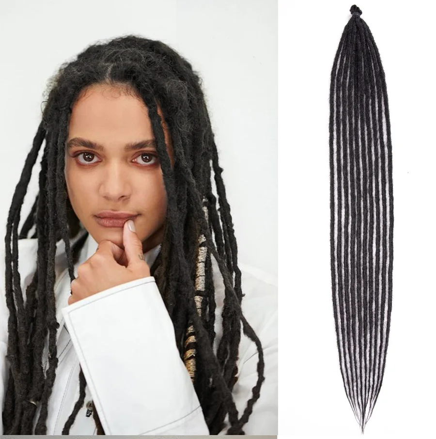 Reggae Dreadlocks Synthetisches Flechthaarteil Weiches, hautfreundliches Häkelhaar Knotenlose Flechthaarverlängerung Exotica Nu Locs – Detail 8