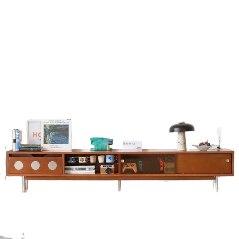 

Retro style boxwood solid wood TV cabinet, living room storage locker, medieval wall cabinet, simple TV cabinet