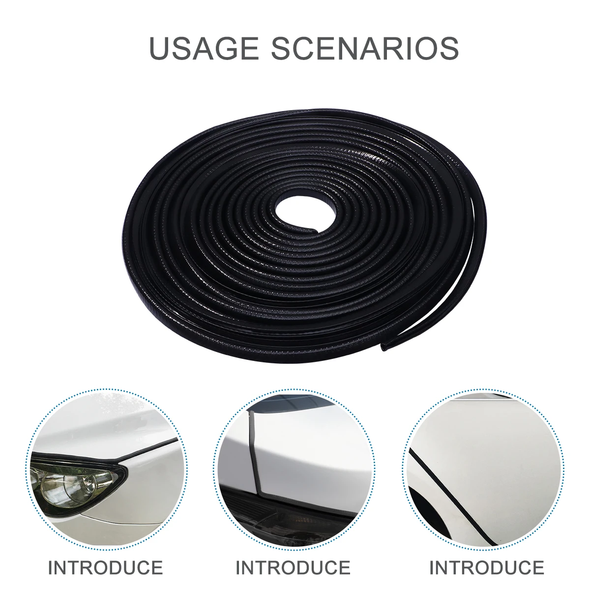 

Car Door Seal Rubber Strip Sound Insulation Anti collision Weatherstrip Black Accessories Prevent Gaps Leaks Vibration Cover
