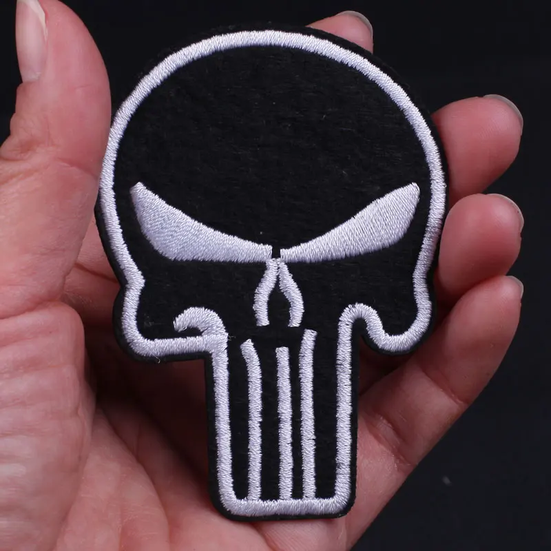 Iron on Punisher Military Skull Embroidered Patches for Clothing Thermoadhesive Patch Stickers on Hippie Clothes Applique Badges