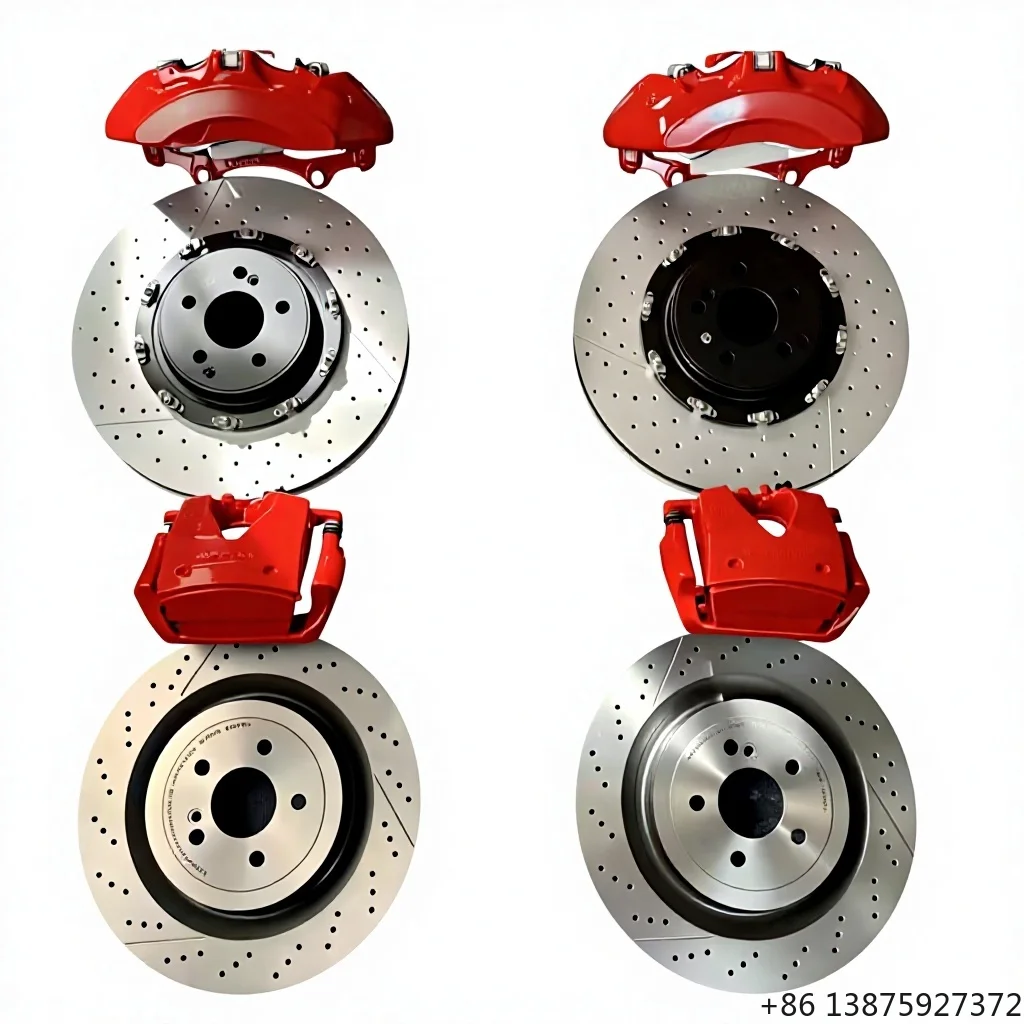 

Новый красный кованый тормозной комплект: передние 6-поршневые суппорты, задний 1-поршневой суппорт, перфорированные и слотированные диски 355-380-405 мм для X1, универсальная установка