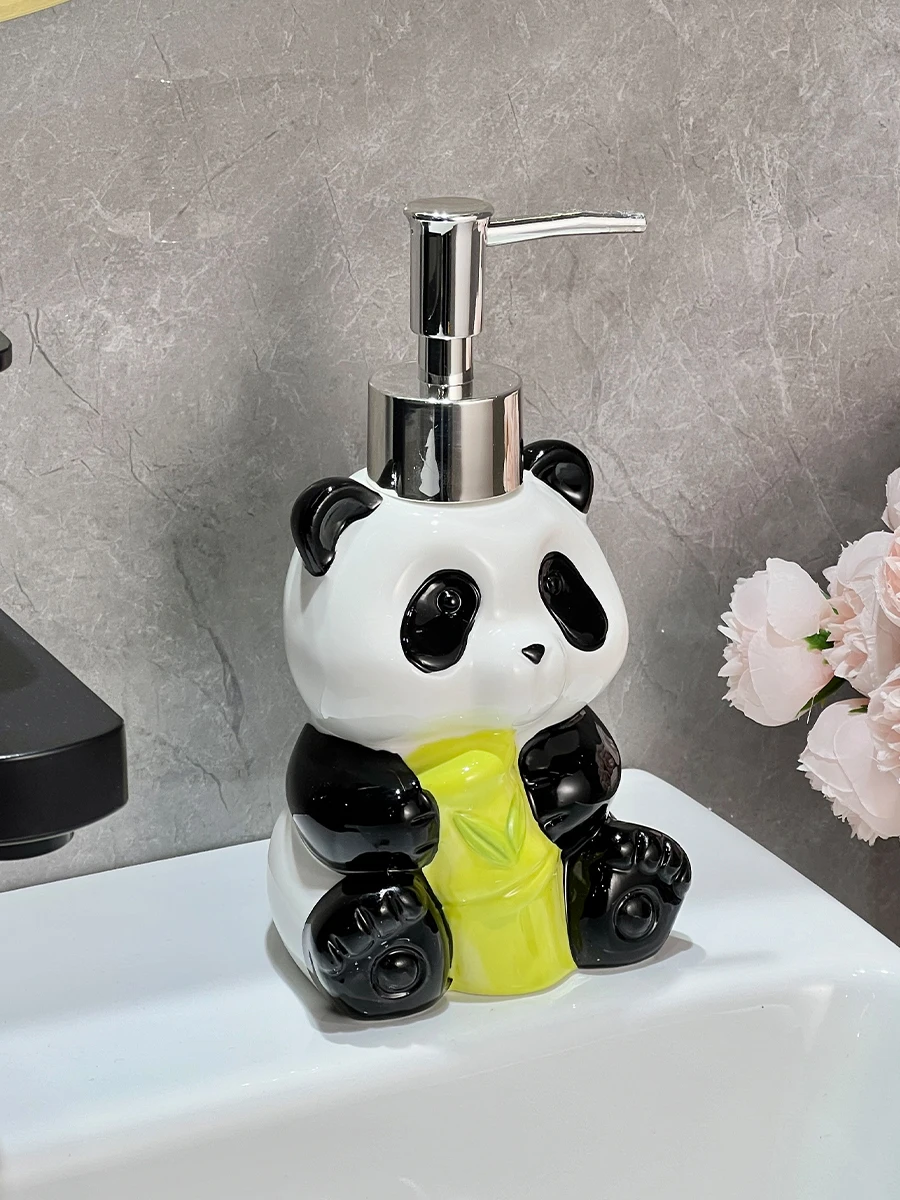 

Керамическая бутылка для мытья рук с пандой, гель для туалета и душа, стиральное средство, пресс-дозатор, дозатор мыла, аксессуары для ванной комнаты