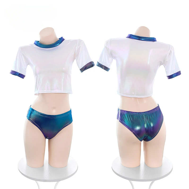 المثيرة اليابانية الديناميكية الليزر الجمباز مجموعة الملابس الداخلية مثير تلميذة تأثيري موحدة ليلة نادي حفلة JK الفتيات ملابس رياضية