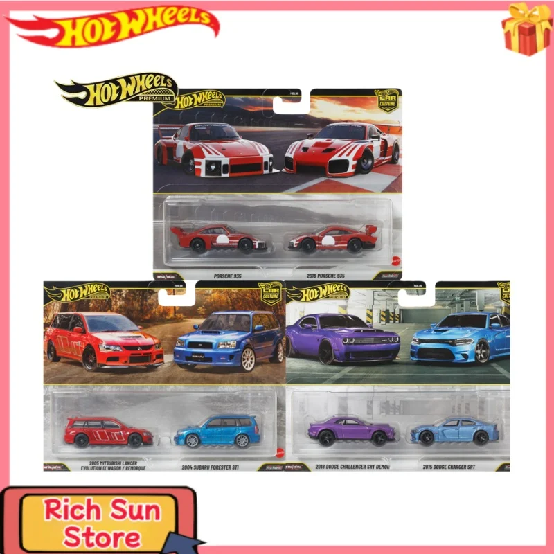핫휠 1:64 더블 카 커버 세트 포르쉐 935 스바루 닷지 합금 모델 커스텀 수집용 장난감 어린이 및 자동차 애호가용