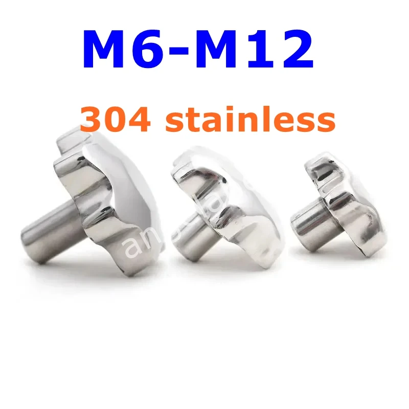 

304 Stainless Steel Female Thread Star Shaped Handle Knob Screw Cap Plum Through Hole Clamping Hand Wheel Nut M6 M8 M10 M12