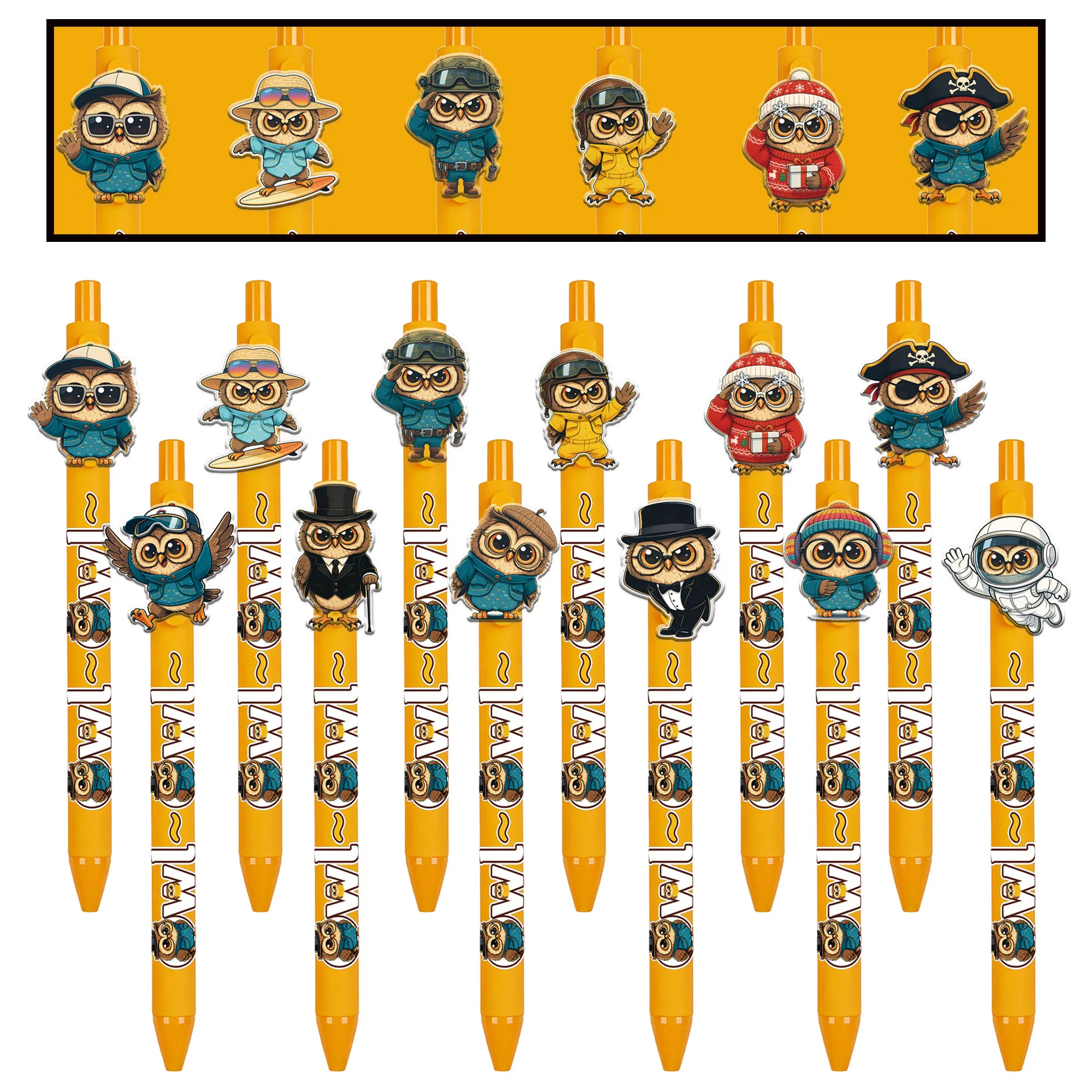 

12pcs/15pcs Various Professional Owl themed Ballpoint Pen Press Neutral Pen Student School Stationery Start Season