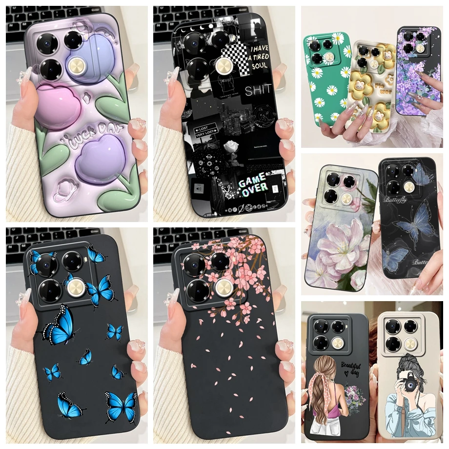 For Infinix Note 40 Pro Plus Coques Cover Luxury Liquid Silicone Soft Phone Case For Infinix Note 40 Pro 4G 5G capa Women Style