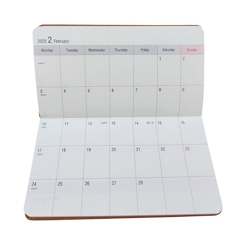 Leather Agenda 2025 Monthly Planner Notebooks Portable A6 Diary Notepad Journal Notebook Office Accessories Mini Pocket Notepad