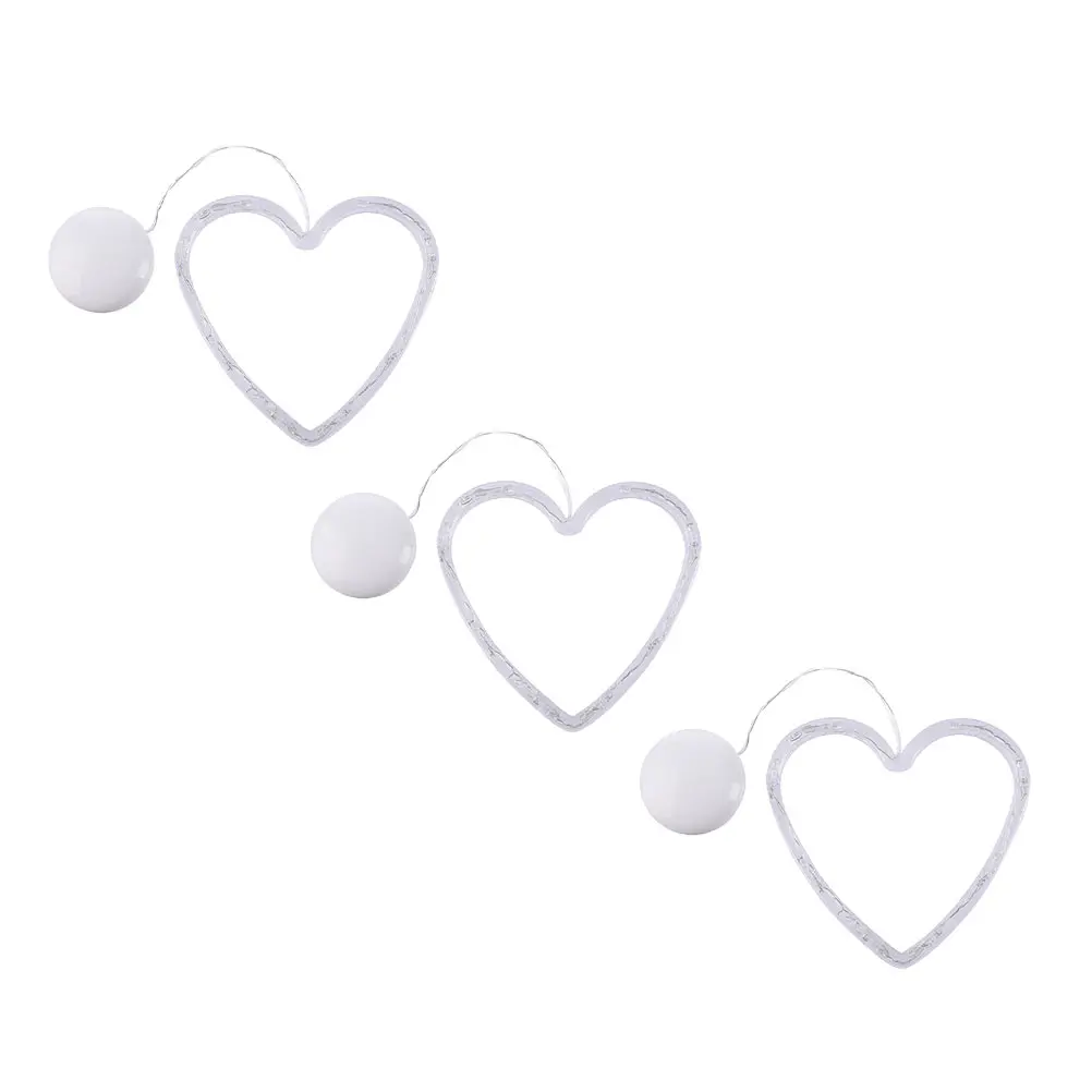 

3pcs Lamp Heart Shaped Suction Cup Light Valentine's Day Hanging LED Decoration Window Wall Romantic