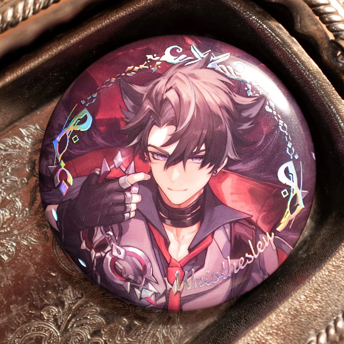 

Anime Genshin Impact Wriothesley Cosplay Cartoon Badge Pendant Card Mascot Emblem Coloured Paper Ornament Collector's Xmas Gift