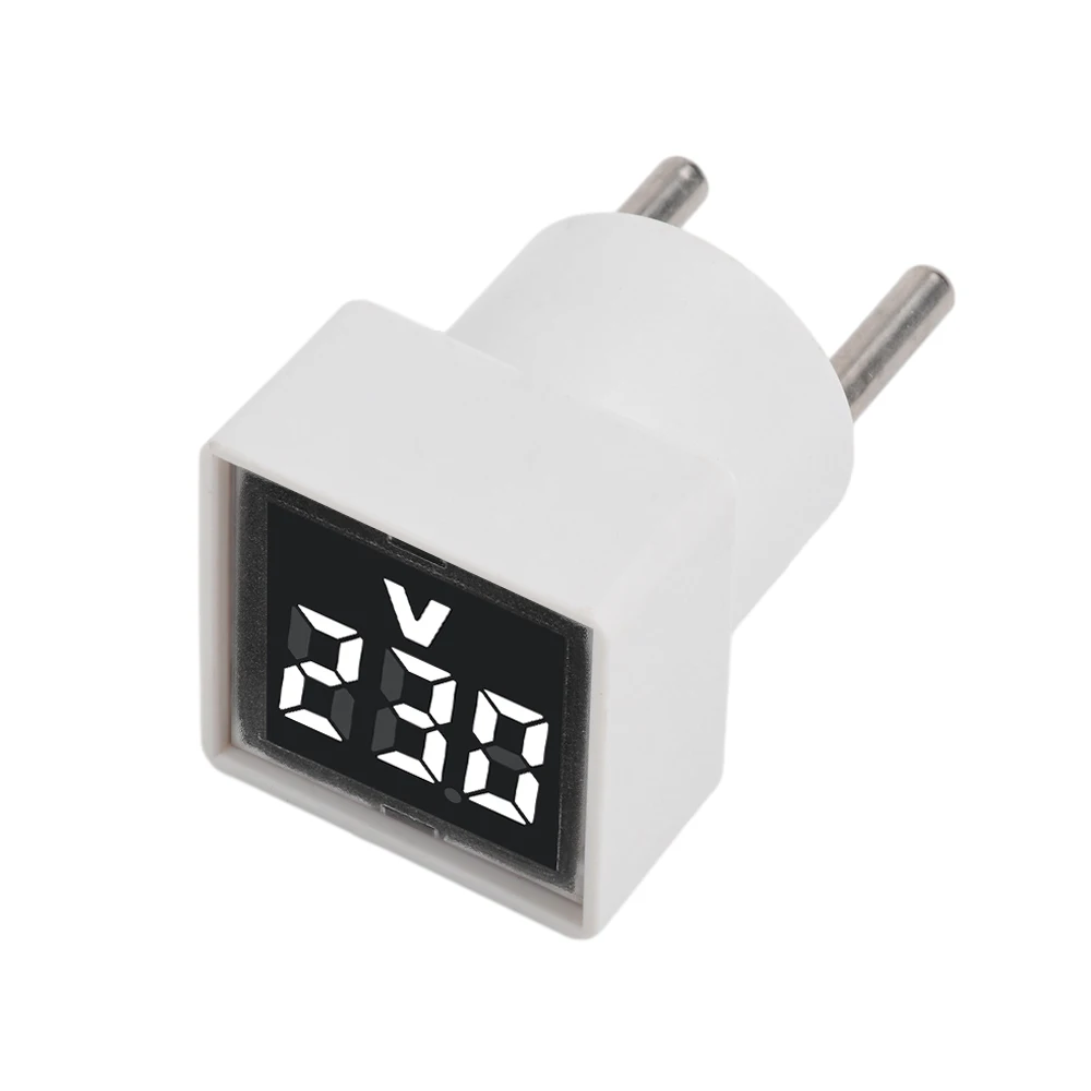 AC 220V 50~500V Voltmeter Indicator 30MM Square EU Plug LED Digital Voltage Monitor Indicator Power Line Electrican Test