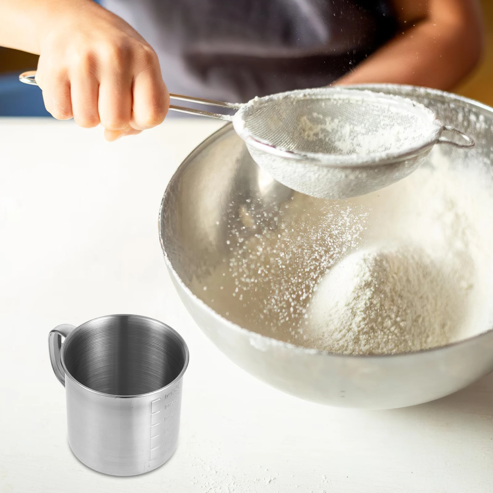 

Stainless Steel 350ml Stainless Steel Cup Japanese Measuring Cup Capacity Handle Baking Cooking Liquids Metal Mug Camp Travel