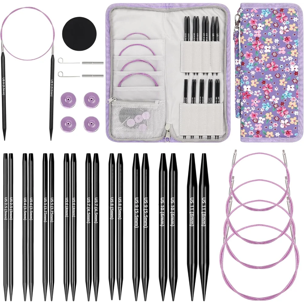 

Набор из 9 сменных круговых спиц с кабелями и футляром