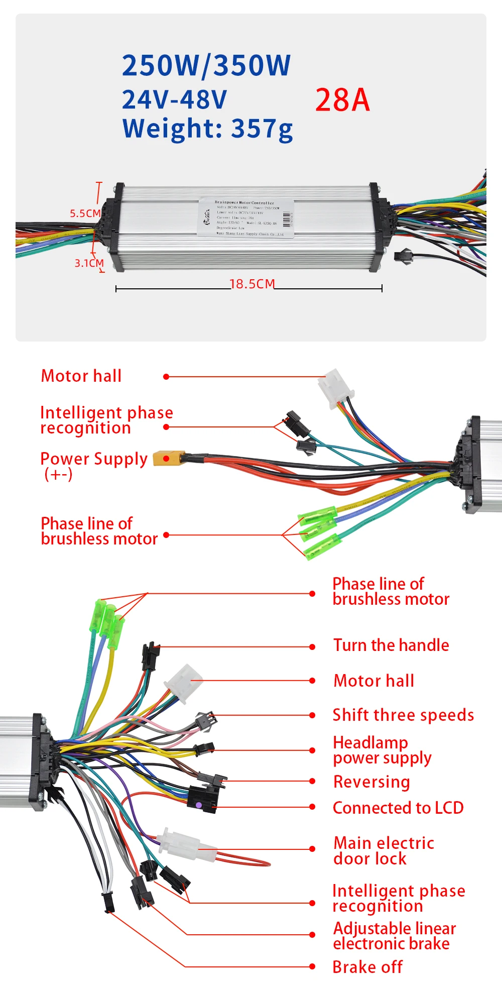 Elektrofahrrad 13A/18A/25A/28A/38A Bürstenloser Motorcontroller LCD-Display Intelligente Steuerung Mehrere Spezifikationen – Detail 1